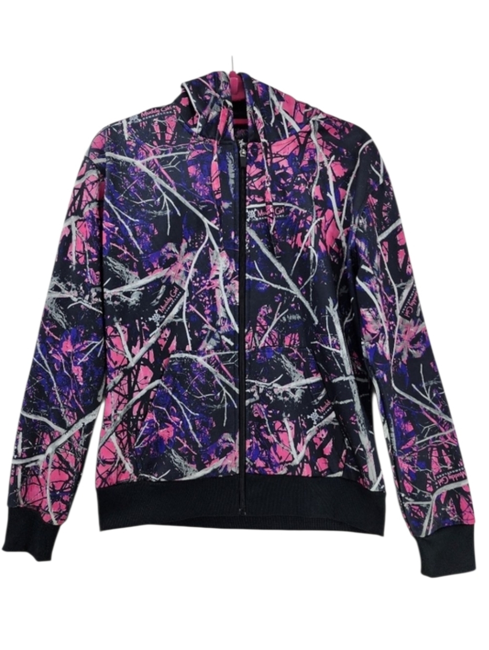 Moon Shine Muddy Girl Camo Zipper Hoodie Women's Size Small Pink Purple Camo